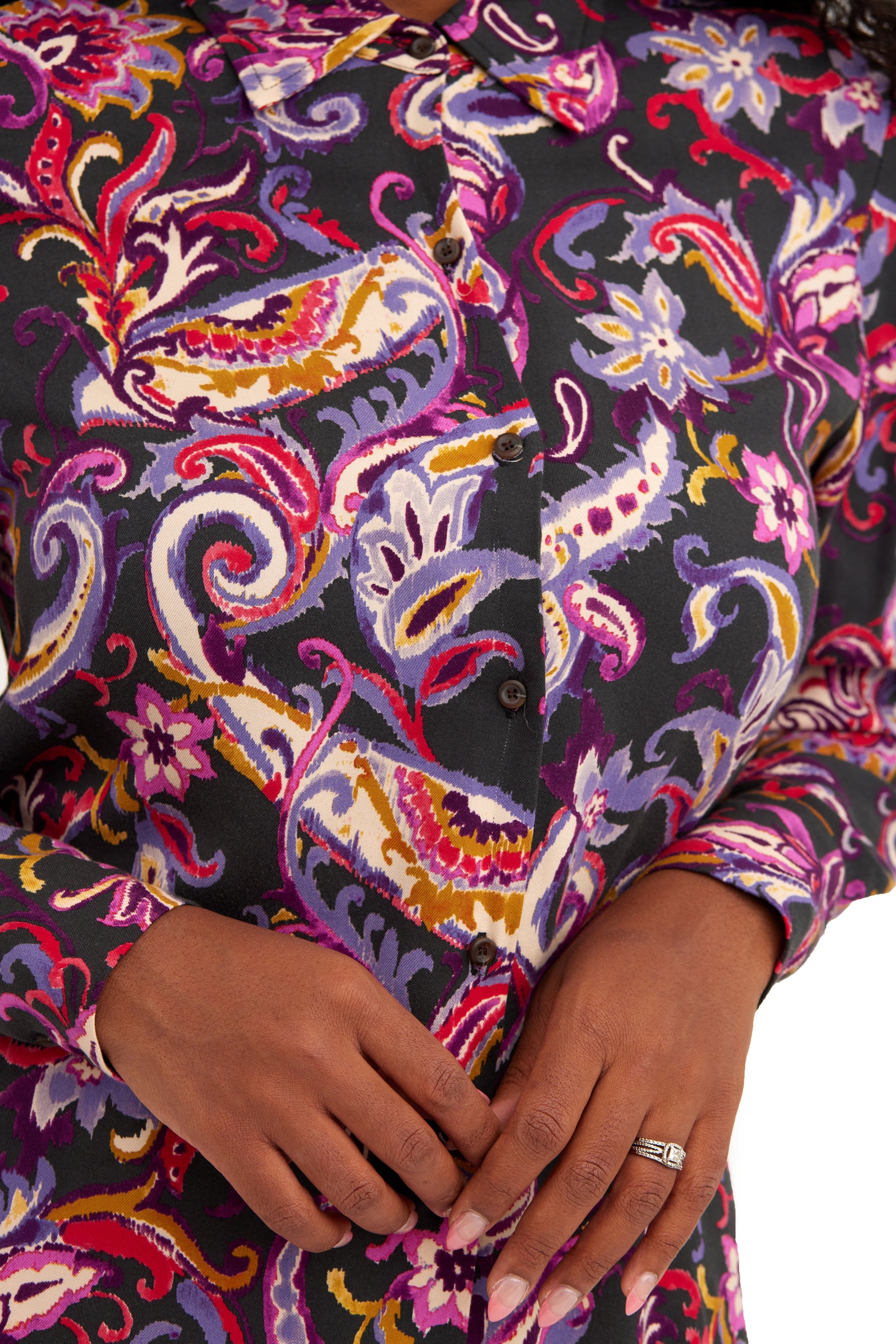 The Eloise Blouse in Ecovero Challis Paisley Satin