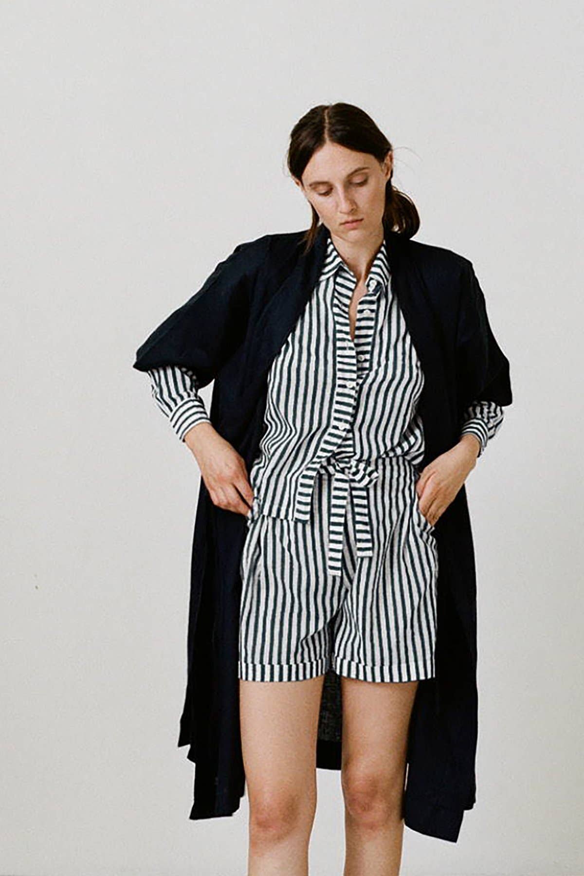 Midnight Striped Cotton Pajama Set