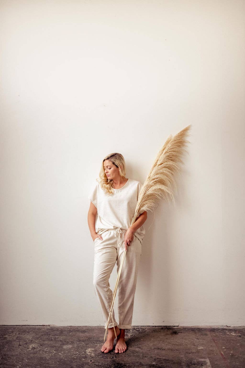 Hemp Women's Drawstring Pants in Flax